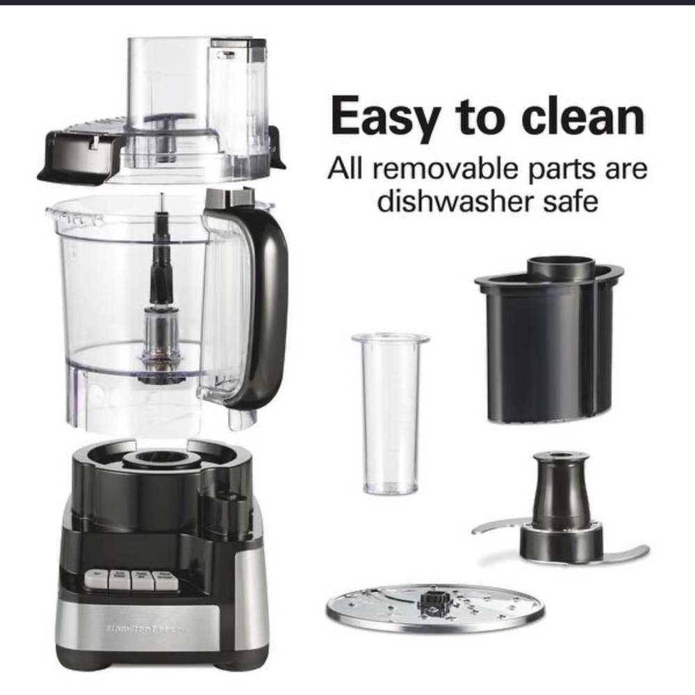 Hamilton Beach Black and Silver Food Processor with Multiple Attachments